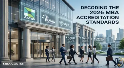 Cover image for the article about Decoding MBA Accreditation Standards in 2026, featuring a modern university building facade. By MBA Goster