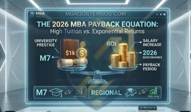 Technical diagram explaining the formula for MBA Net Present Value in 2026. By MBA Goster