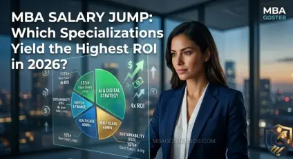 Featured cover image for MBA Salary Jump 2026, showing an executive woman analyzing sectoral salary data. The title 'MBA Salary Jump: Which Specializations Yield the Highest ROI in 2026?' is visible on the screen. By MBA Goster