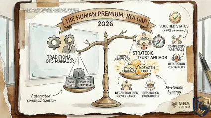 Conceptual hand-drawn diagram showing how verified leadership drives the Human Alpha salary premium in 2026. MBA Goster